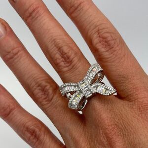 New item, 925 sterling silver, micro pave CZ, Sz 9 or 8, bow design